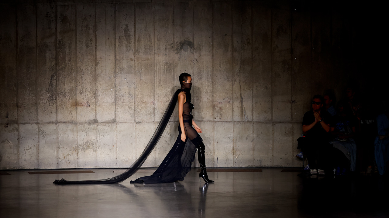Model walks the runway during David Koma fashion show Spring Summer 2024 in London