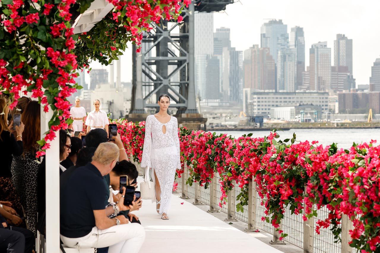 Model Vittoria Ceretti walks the runway during Michael Kors runway fashion show Spring Summer 2024 in Brooklyn New York
